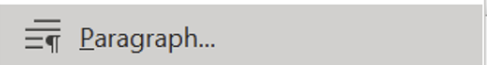 Opening the Paragraph dialog from the right-click menu.
