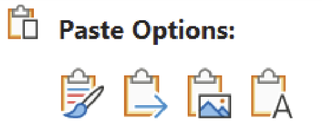 The right-click paste options menu in Word.