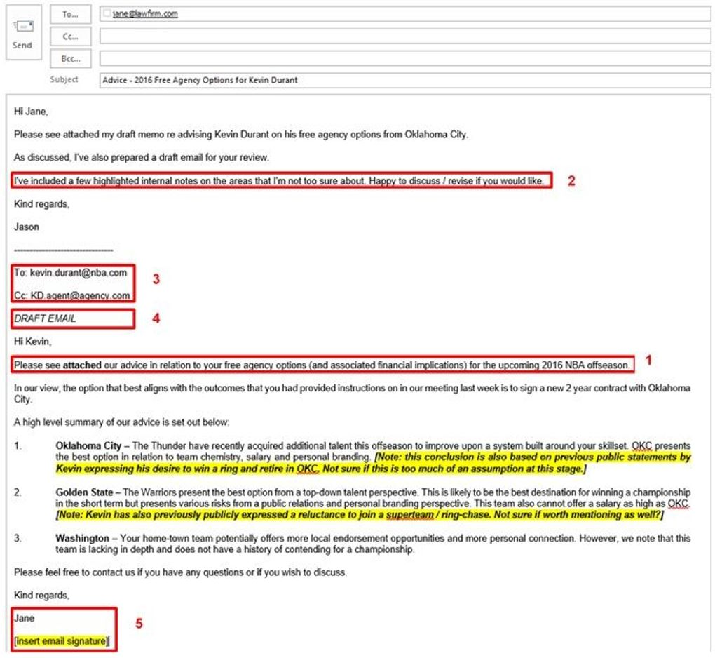 Example of a recurring workflow check-in agenda and a follow-up reminder message.